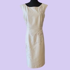 Talbots Cream Floral Embroidered Dress